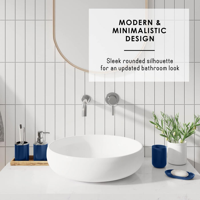 Bathroom Set - Navy Bathroom Accessories Set, 20PC Bathroom Accessory Set, Shower Curtain Set with Liner, Toothbrush Holder, Soap Dispenser, Soap Dish, Toilet Brush Holder, and Trash Can