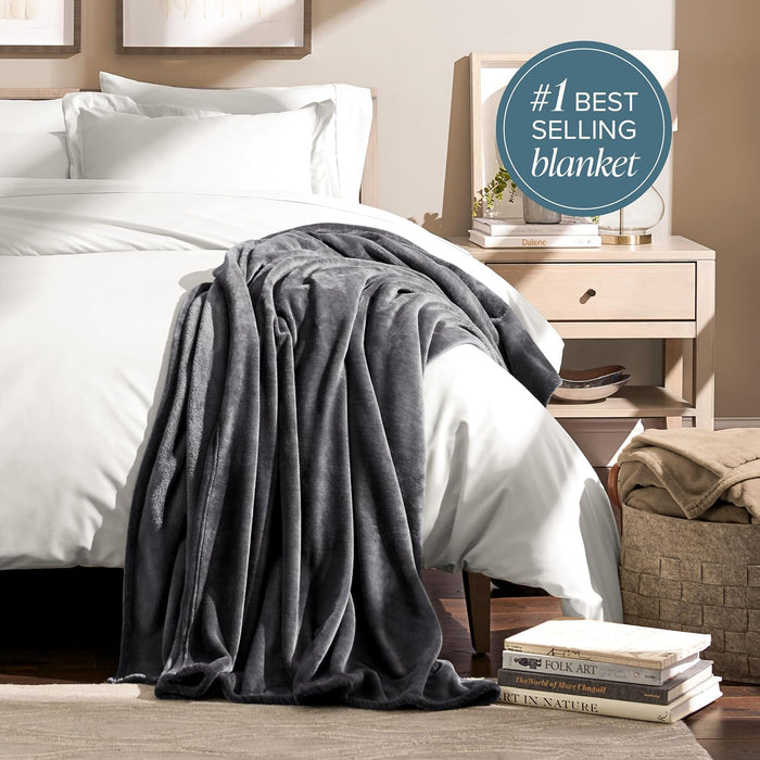 Fleece Blanket Luxury Microplush (Full/Queen, Grey)