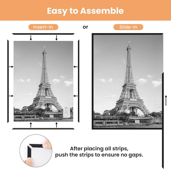 12x16 Poster Frame, Easy Slide-In Assembly, Black, 3 Pack