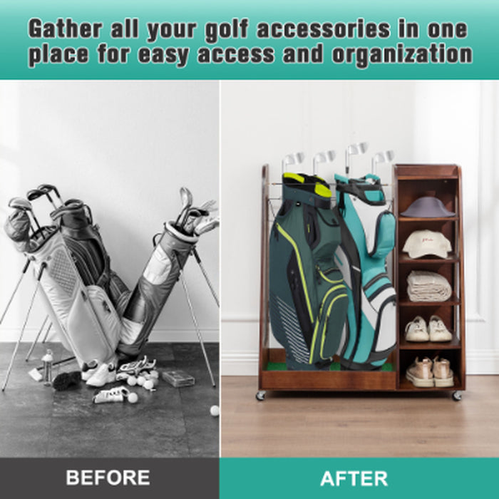 Two-Bag Wooden Golf Storage Rack
