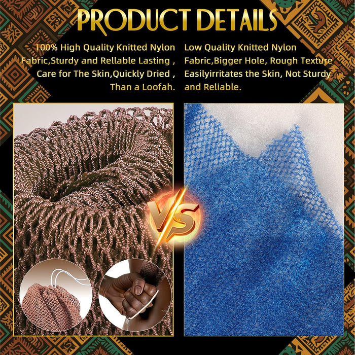 3 Pack African Net Sponge Authentic Rosewood Exfoliating Washcloth