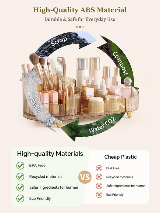 Rotating Makeup Organizer for Vanity Countertop, Amber