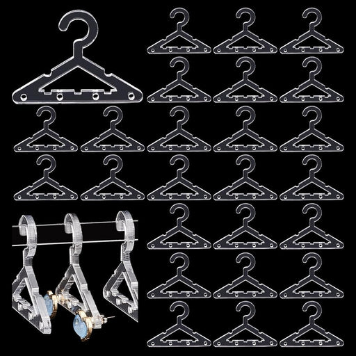 30pcs Clothes Hanger Clear Earring Holder Mini Hanger Rack Jewelry Display Dangle Earring Hanging Organizer Acrylic Ear Studs Display Rack for Retail Show Personal Exhibition(Only Hanger)