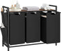 Laundry Hamper with Shelf, 3 Pull-Out Bags, 3 x 10.6 Gallons (40 L)