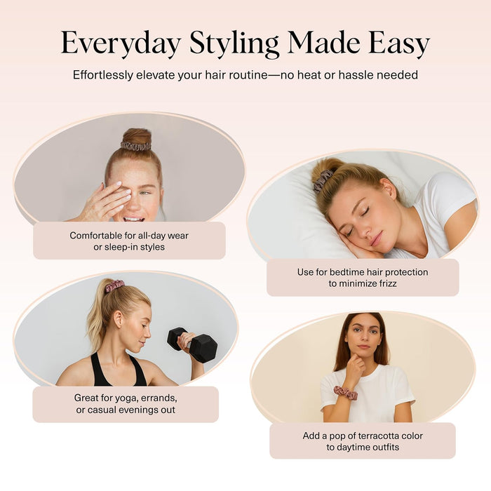 Satin Scrunchies for Women | For All Hair Types Terracotta, 6pcs