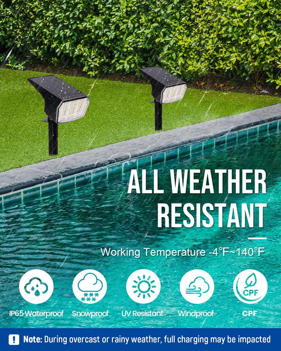 Solar Spot Lights Outdoor Waterproof, 4 Packs, Cool White