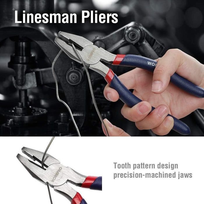Large Pliers & Wrench Set 6-Piece (10" Water Pump, 10" Slip Joint, 8" Long Nose, 8" Linesman, 6" Diagonal, 8" Adjustable Wrench) for DIY & Home Use, W001329A