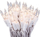 100 Clear Mini Incandescent Christmas Light on White Wire