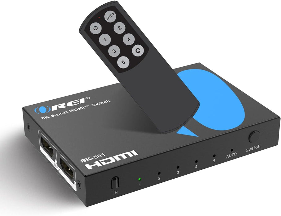 8K@60Hz 4K@120Hz HDMI 2.1 Switch 5 in 1 Out 48Gbps, HDR10+ W/Remote
