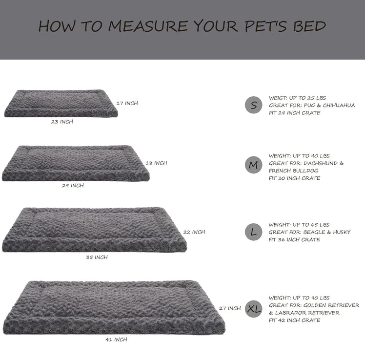 Washable Dog Bed Mat Medium Size Fluffy Pet Crate Pad 36x23