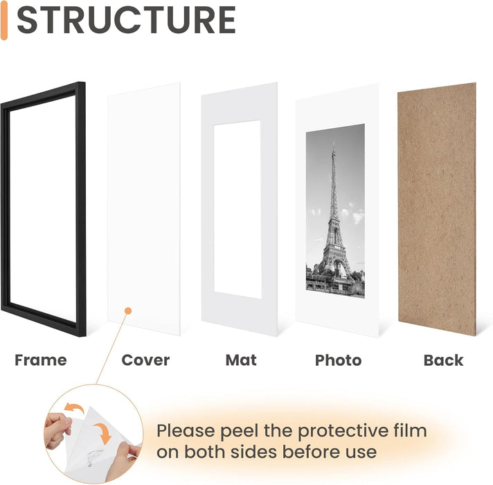 8x10 Picture Frames, Gallery Wall Frames Set of 5, Black