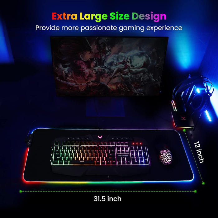 RGB Gaming Mouse Pad Extra Large Extended 31.5x12 Inch-Black