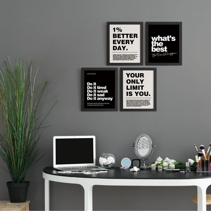 Motivational Inspirational Office Wall Art Decor Prints Set of 4