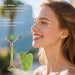 Gua Sha Facial Tools Face Roller for Wrinkles Jade Roller and Gua Sha Set, Scrubber Pore Brush Headband Skin Care Tools for Travel Skincare Routine Massaging Reducing Puffiness - Green
