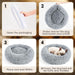 Dog & Cat Bed for Indoor Cats, 20in Calming Donut Bed (Light Grey)