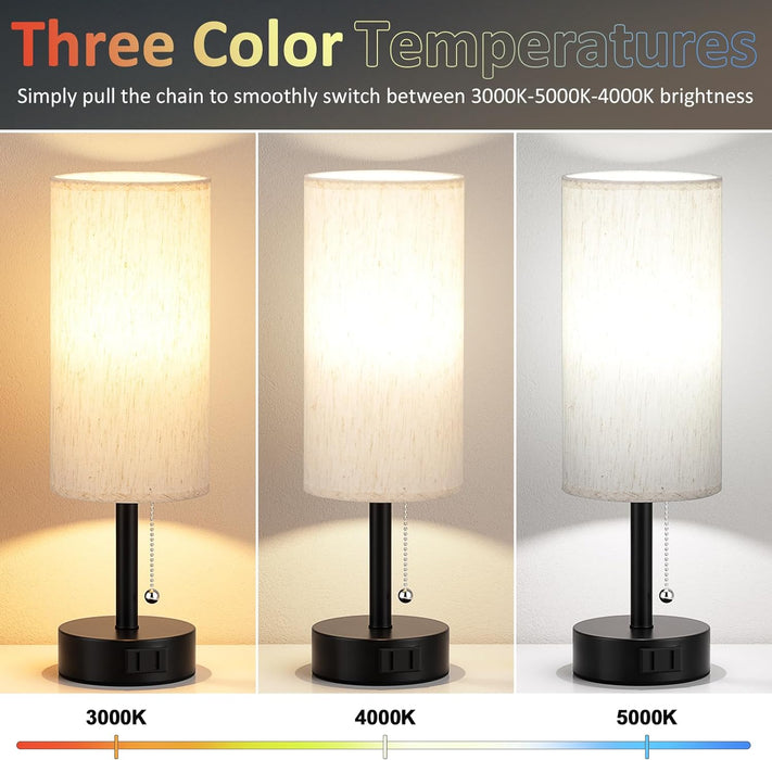 Bedside Table Lamps Set of 2 - Small Nightstand Lamp for Bedroom