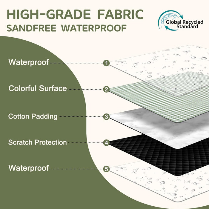 Waterproof Picnic Blanket Beach Outdoor Camping Mat Rug Extra Large Foldable Cute Big Travel Essential Accessories Gift 