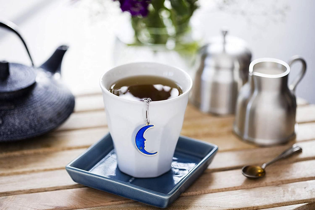 2pcs Tea Infuser, Tea Strainers for Loose Tea, Gold Plated Enamel Moon Star Celestial Charm Pendant Tea Ball Set Loose T