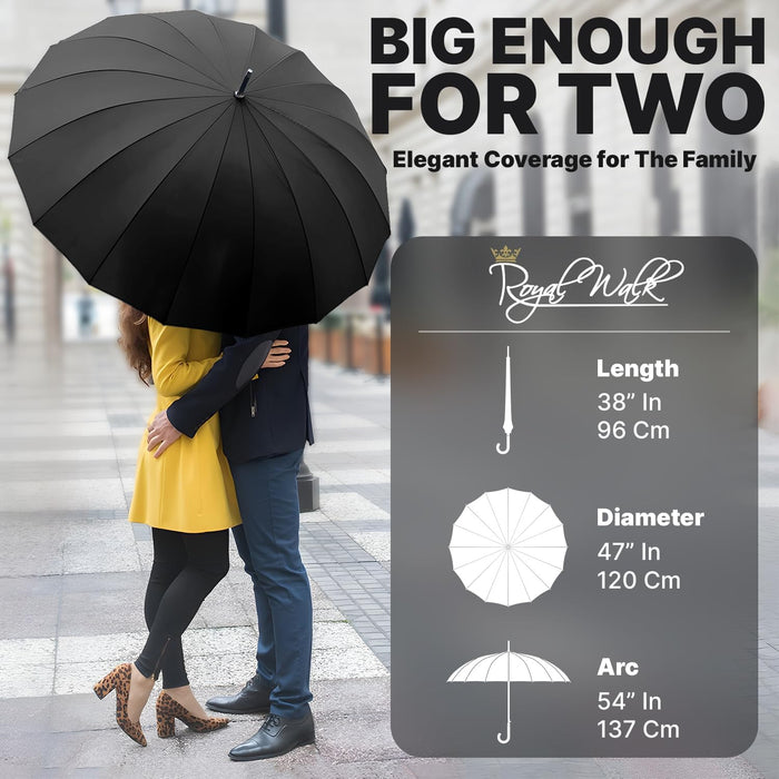 Large Umbrella for Rain & Golf, Windproof, Big, Heavy Duty Stick