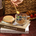 4pcs Set Vintage Coffee Mugs gifts for women, Overnight Oats Containers with Bamboo Lids and Spoons - 14oz Clear Embosse