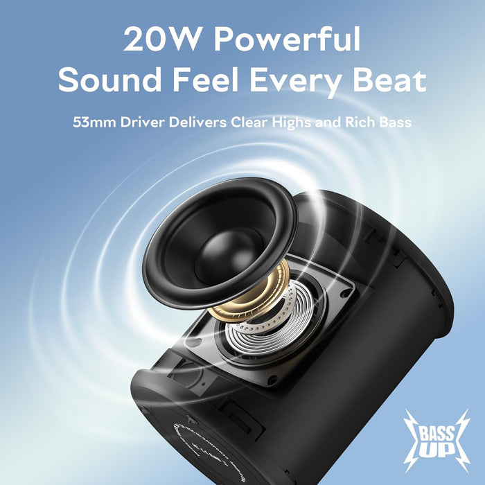 Portable Bluetooth Speaker, IPX7 Waterproof Wireless Speaker with 20W Loud Stereo Sound, 15H Playtime & Beat-Synced RGB 