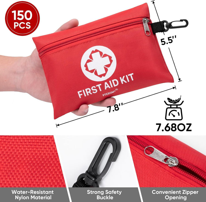150 Pcs Mini Travel First Aid Kit for Travel, Car, Home, Camping