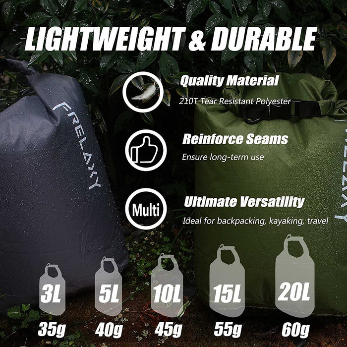 Dry Bag 5 Pack, Ultralight Waterproof Dry Sack for Outdoor Use