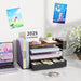Wood Desk Organizers and Accessories with File Holder & Catalog Racks
