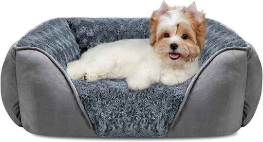 Rectangle Washable Orthopedic Dog Bed for Small, Medium and Large Dogs, Soft Calming, Sleeping Puppy Bed Durable Pet Cuddler with Anti-Slip Bottom, S (20"x19"x6")