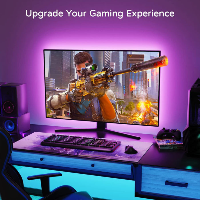 TV Backlight 55 inch, 11.5Ft Led Strip Lights USB Powered with Remote -Curve Design Sync on/Off with TV, Changing LED Ba