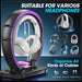 RGB Headphone & Controller Stand with 9 Light Modes - Foldable Controller Hanger for Desk - Earphone Stand with Cable Or