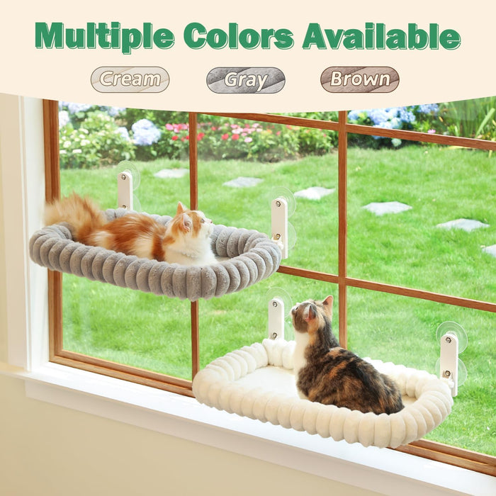 SnugCloud Foldable Cat Window Perch (Cream White, M)