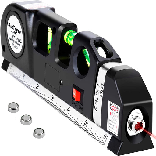 Laser Level Line Tool, Multipurpose Laser Level Kit Standard Cross Line Laser leveler Beam Tool with Metric Rulers 8ft/2