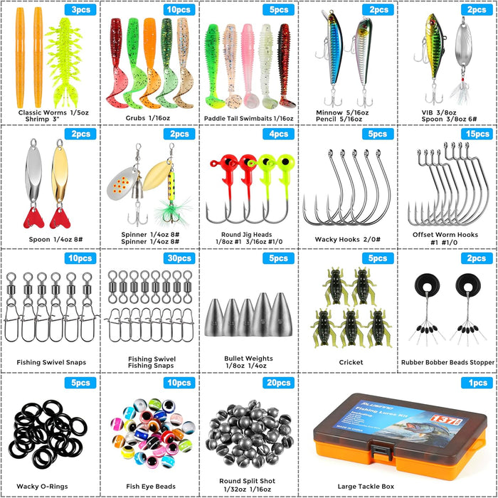 Fishing Lures, 137Pcs Tackle Box with Tackle Included, Crankbaits, Spoon, Hooks, Weights & Other Accessories, Fishing Ba
