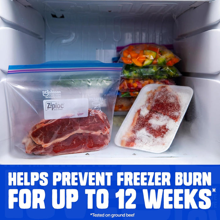 Gallon Freezer Bags, Food Storage, Stand-Up Bottom, 66 Count