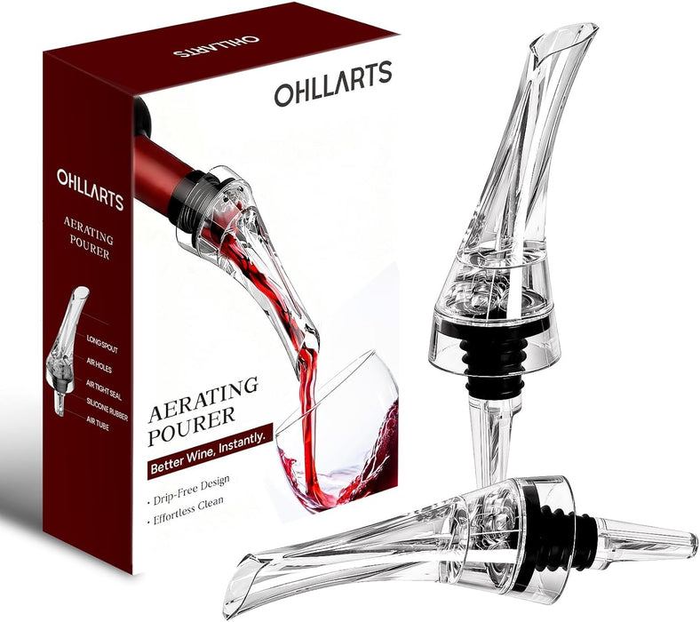 Wine Aerator Pourer Spout, 2 Pack, Drip-Free Pouring, Instant Aeration