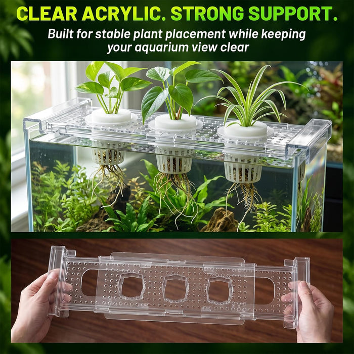 Telescoping Aquarium Plant Holder with 3 Sponge Cups