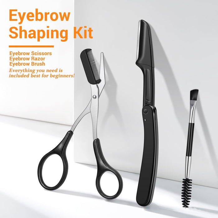 Tweezers for Men, 8 in 1 Professional Eyebrow Tweezers Kit with Eyebrow Trimmer & Scissors, Razor, Brush, Skin Care Tools