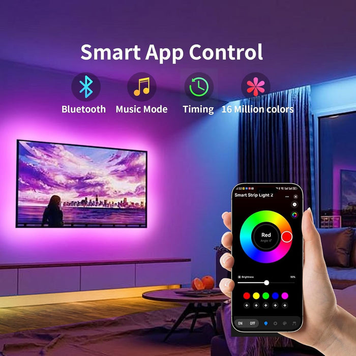 LED Lights for TV, 16.5ft TV led Backlight for 45-75 Inch TVs RGB TV Backlight Behind Music Sync Smart APP & Button Cont