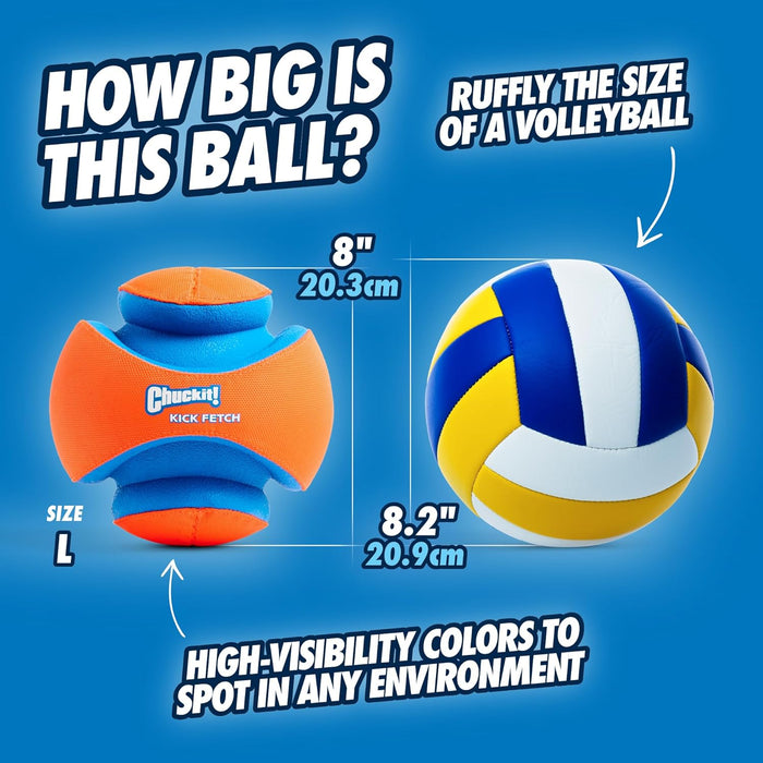 Kick Fetch Ball Dog Toy, Large, 8in, for Large Dogs, Floats