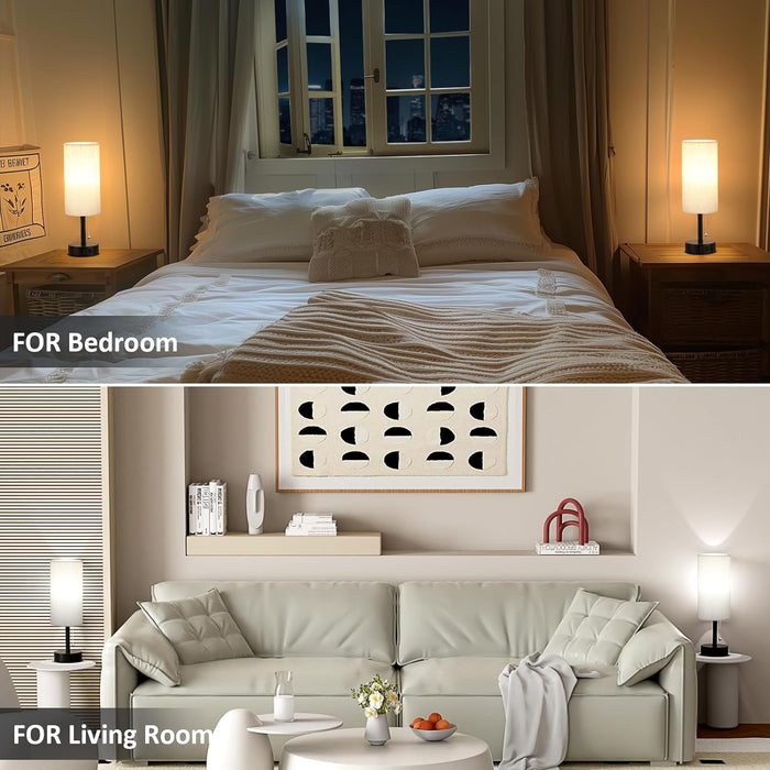 Bedside Table Lamps Set of 2 - Small Nightstand Lamp for Bedroom