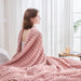 Fleece Ribbed Cozy Throw Blanket for Couch, Pink, 50"x60"