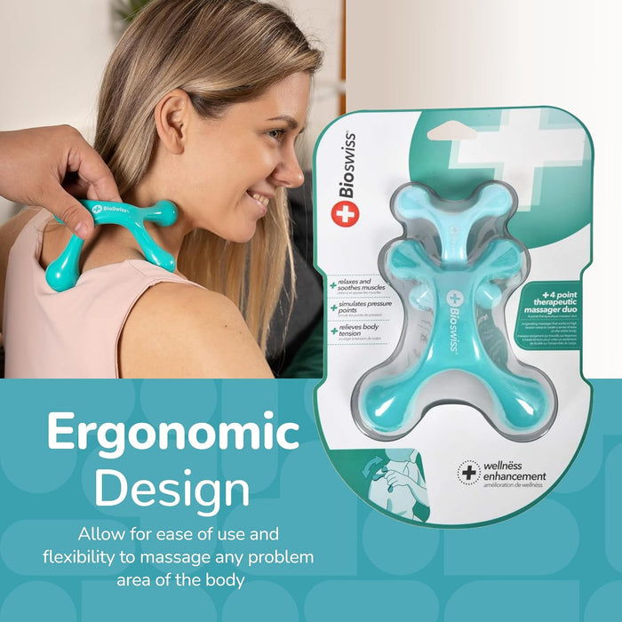 2-Pack Handheld Full Body Massager, 4-Leg Pressure Point Tool for Back, Neck, and Shoulder, Includes 1 Large and 1 Small