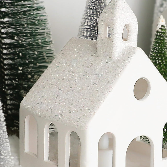 Christmas Decorations - Village Sets of 5 Lighted Ceramic Houses & 9 Trees