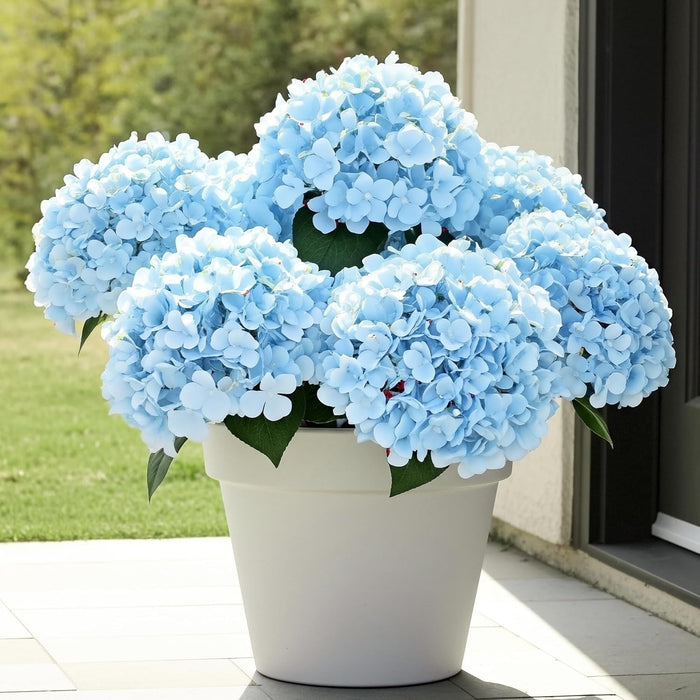 6 Bundles Blue Hydrangea Artificial Flowers for Outdoors and Indoor