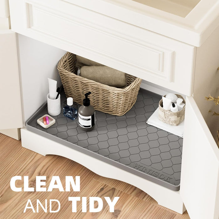 Waterproof Under Sink Mat 34" x 22", Silicone Mat, Dark Gray