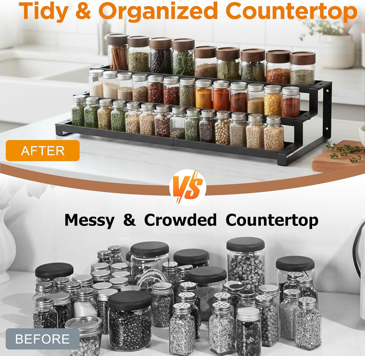 3-Tier Spice Rack Organizer for Kitchen Cabinet or Pantry, 16"-29" Expandable Spice Organization Shelf, Seasoning Organi