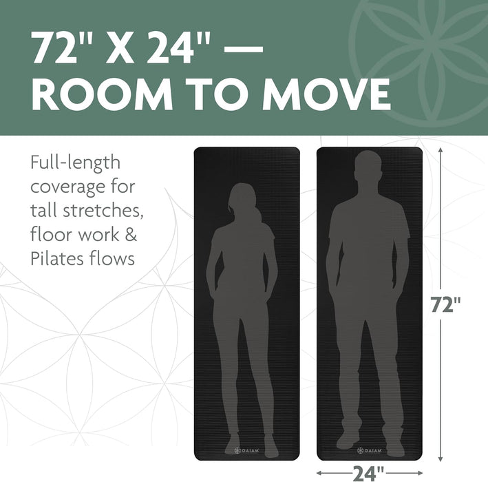 Gaiam Thick Yoga Mat, Exercise & Fitness Mat with Easy-Cinch Carrying Strap
