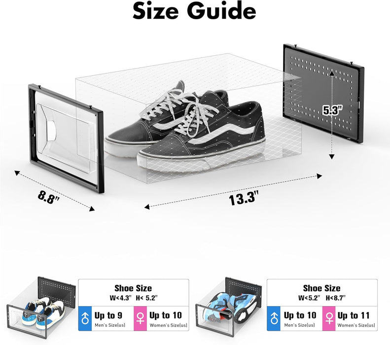 15 Pack Shoe Storage Organizer Box Container Clear Plastic Stackable