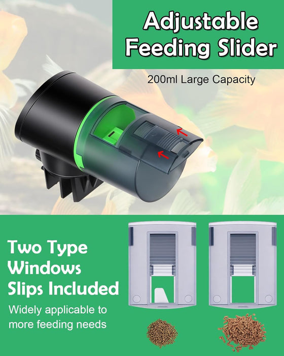 Automatic Fish Feeder for Aquarium Easy Setup & 4 Timers Green